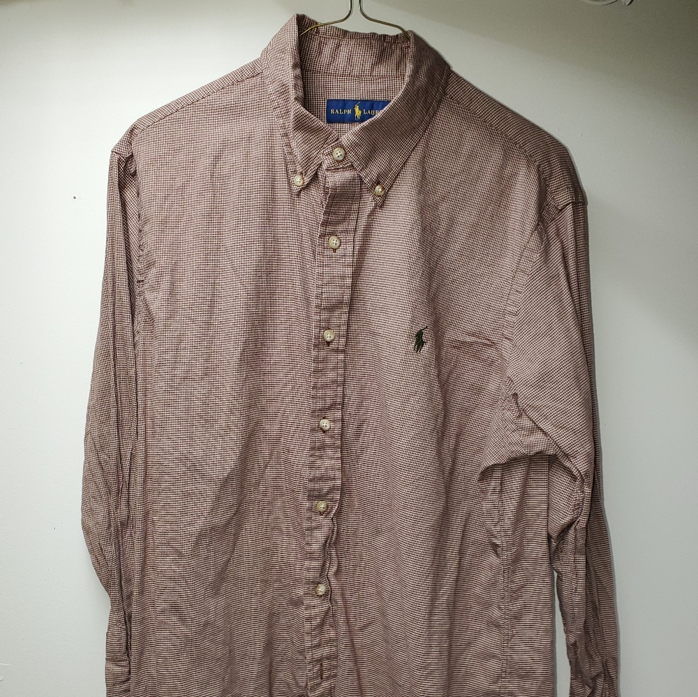 Ralph Lauren Button Up Dress Shirt micro checkers